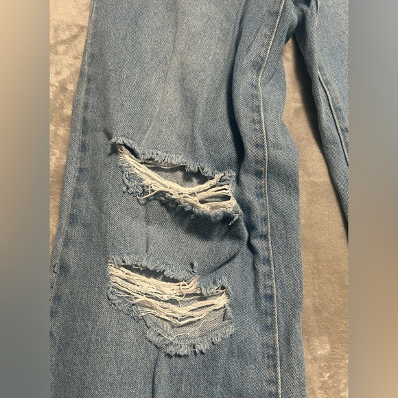 BP Wide Leg High Waist Jeans Women’s 26 Light Wash Distressed Raw Hem - Picture 7 of 11